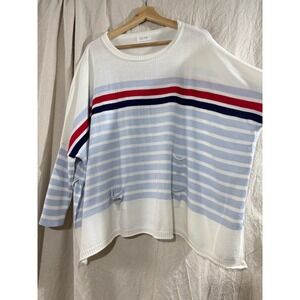 Mer-Sea & Co Mersea Striped Oversized Knit Sweater OSFM Blue White Red Nautical